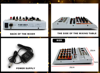XTUGA JF04 Mixeur audio USB professionnel 4 canaux en métal avec égalisation 3 étapes Mini DJ pour performance en extérieur Garantie 1 an