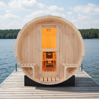 Kit de sauna en baril pour 6 personnes - Pré-assemblé avec chauffage, sauna en pin blanc tout temps pour la détente dans la cour