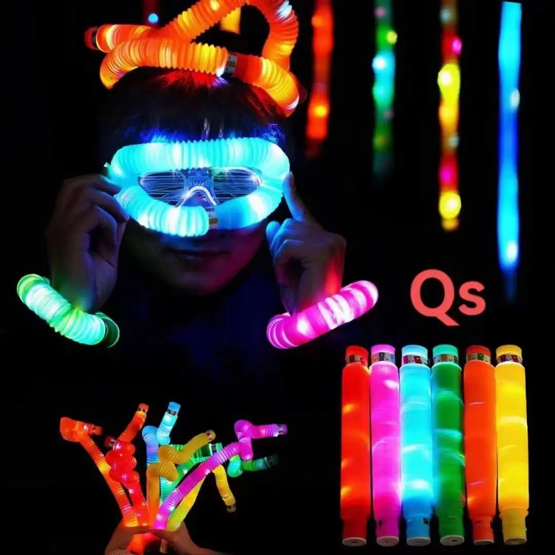 Neue Hot Sell LED Popper Tube Zappeln Toy Top Pastell Sensory Toys Party Favor Günstige Glow In the Dark Light Up Popping Tubes