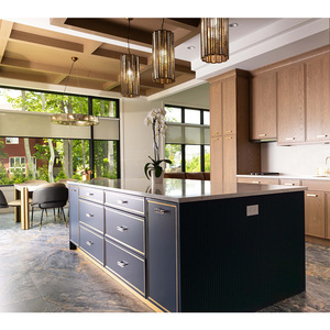 Кухонные шкафы One Stop Home Design: синие ребристые деревянные тумбы для кухонного острова, готовые к сборке, современные кухонные шкафы на заказ - Product Image 2