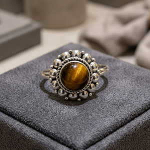 Anillo hecho a mano de Plata de Ley 925, forma redonda Unisex, piedra preciosa de ojo de tigre Natural, precio de fabricante, joyería fina al por mayor - Product Image 4