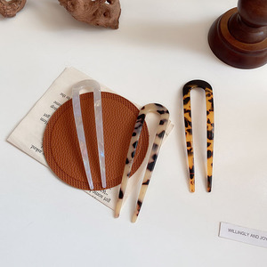 Fly Away <strong>Hair</strong> Color Stick and Accessories Acetate Hairpin <strong>Hair</strong> <strong>Bun</strong> Holder Vintage Leopard-print Jade French U Shaped <strong>Hair</strong> <strong>Pin</strong> - Product Image 5