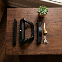 Poignée de porte coulissante simple en aluminium noir en forme de D, avec cylindre de serrure à clé et 2 clés, pour quincaillerie de porte d'entrée – Vente directe usine