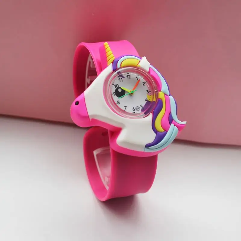 Neues Design Tier Kinder niedlich 3D Karikatur Karikatur Silikon-Armband Quarzuhr Kinder Spielzeuguhr Slap Cartoon Watch