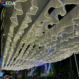 LEDA Party Wedding Props Décoration de salle Rideau suspendu Tissu Lumière Fleur Plafond Décoration LED Rideau - Product Image 3
