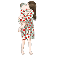 Vente en gros Robe et body de haute qualité à demi-manches et col en O pour filles en soie de lait brossée imprimée parent-enfant