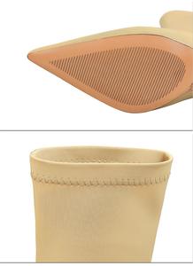 Offre Spéciale mode Simple pédicure femmes bottes talon aiguille en cuir PU pointu Sexy discothèque Midi bottes pour femmes hiver - Product Image 6