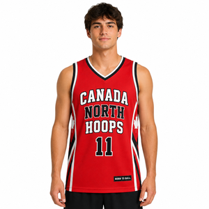 Maillot de basket-ball personnalisé Canada – Nom et numéro de l'équipe – Maillot de sport en mesh – Tenue d'ambiance d'équipe pour hommes, femmes et jeunes - Product Image 2