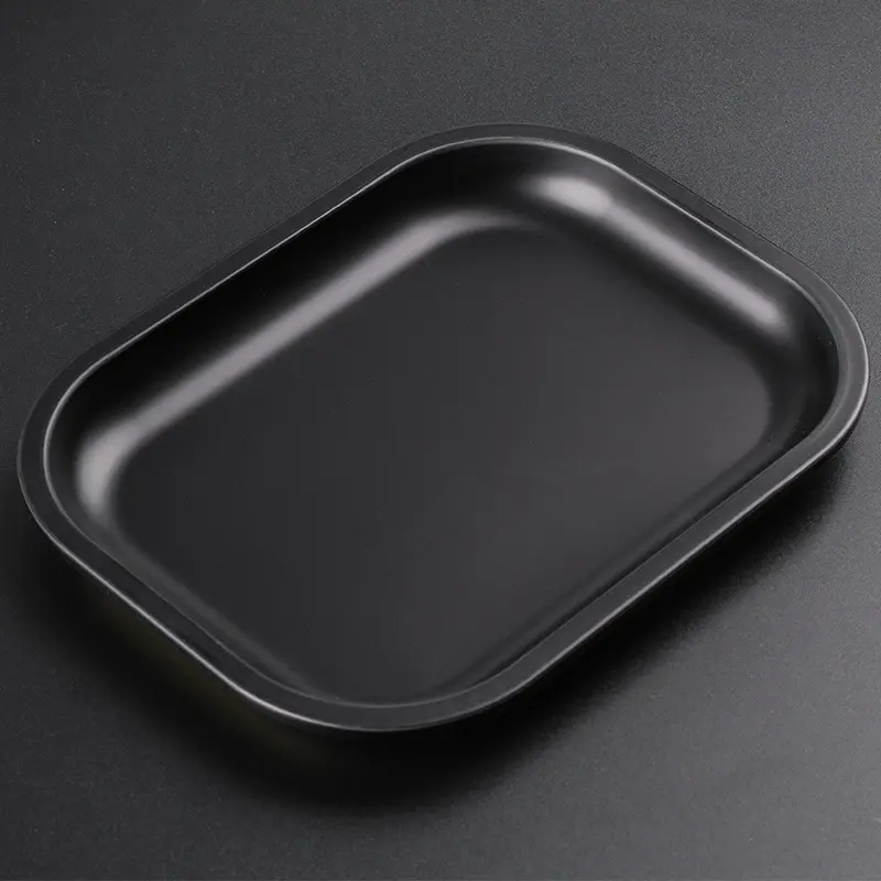 Em Estoque Branco Preto Fosco Atacado Estanho Servindo Bandeja Bandejas de Metal de folha de Flandres Alimentos Personalização Rolamento De Bandeja De Lata