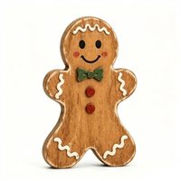 Décorations de Noël en bois de style ferme vintage pour table, figurines de bonhomme en pain d'épices et maison, pour plateau à étages, idéales pour les cadeaux de fêtes