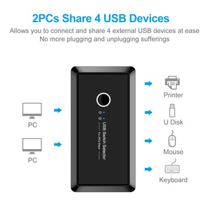 Selector de interruptor USB E-Yield de 4 puertos y 2 entradas, adaptador de impresora compartida para PC - Product Image 3