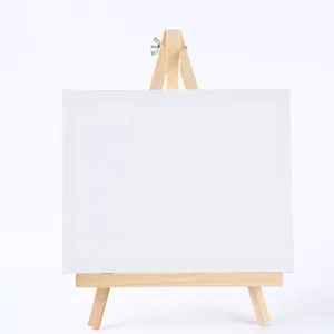 Wholesale Kids Mini Canvas and Natural Wood Easel Set for Art Painting Drawing Craft