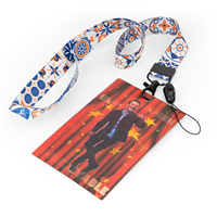 Lanière promotionnelle en polyester épaissi personnalisable avec impression couleur intégrale et porte-badge PVC pour événements professionnels et salons commerciaux