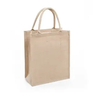 雷蒙德 2020 新来港批发定制标志天然彩色粗麻布环保可回收黄麻购物袋