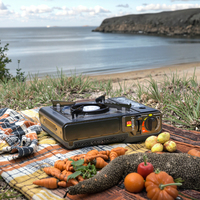Réchaud à gaz portable miniature en métal avec allumage pour la randonnée, le camping, le propane, le butane, accessoire de cuisine d'extérieur