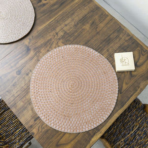Wholesale Eco-Friendly Certified PVC Anti-Scald Hemp <b>Woven</b> Faux Leather Kitchen Table Drain Mat <b>Coasters</b> Hollow Design Pad - Product Image 1