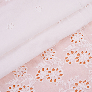Tessuto bianco ricamato occhielli in chiffon 100% tessuto ricamato in cotone abbigliamento da donna tessuto tulle ricamato a fiori - Product Image 3