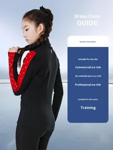 La cicogna trượt băng nghệ thuật phù hợp với đào tạo cổ điển màu đỏ đen màu Blocking Stretchy Rhinestone ấm trung bình dày fleeceperformance - Product Image 4