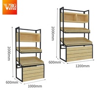 Boxue Fashion Supermarkt Schap Fruit Groente Display Stand Staal Hout Combinatie Multifunctioneel Aanpasbaar BPA Vrij Lichtgewicht