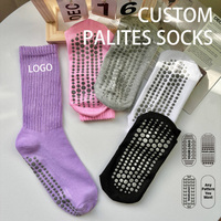 Chaussettes de yoga et de Pilates en coton doux de haute qualité personnalisées pour hommes et femmes, chaussettes de sport antidérapantes à compression