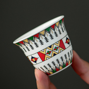 LOMATO Juego de 6/12 piezas de 70ml, estilo etíope/árabe islámico, de porcelana fina, duradero, sin BPA, ecológico, apto para lavavajillas, con asa, para té - Product Image 1