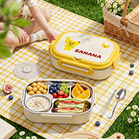 Boîte à bento en acier inoxydable 304 à motif de fruits de dessin animé, boîtes alimentaires, conteneur de stockage alimentaire, boîte à lunch