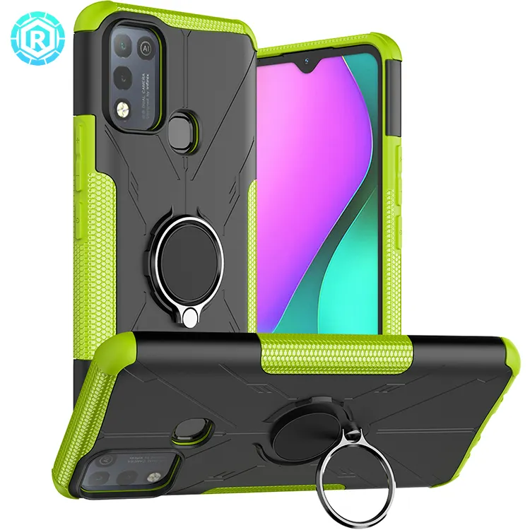 Funda de teléfono para Infinix Hot 10, carcasa protectora redonda a prueba de golpes con anillo de Metal, precio de fábrica