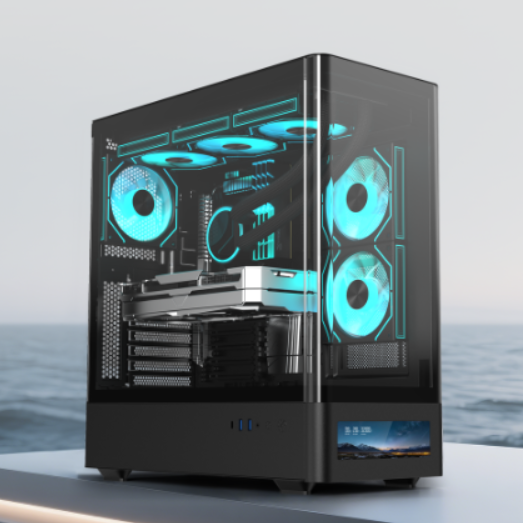 Minimalist Panoramic View Computer Build Oem Odm LCD Screen Computer Tower Gaming Case Powerful Compatible