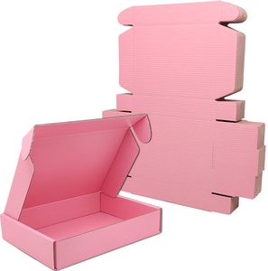 Custom Logo Pink Cardboard Paper Cartons Shipping Mailer Box Corrugated Wedding Clothes Gift Box Packaging