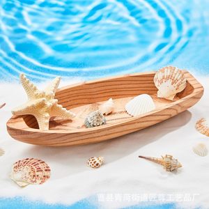 ถาดรูปเรือไม้ ไม้เนื้อแข็ง ตกแต่งสำหรับงานปาร์ตี้อีสเตอร์ ของว่าง ขนมหวาน สไตล์ชนบท ลายพืช - Product Image 2