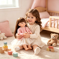 Muñeca Reborn Realista de 22 Pulgadas con Cuerpo Completo de Vinilo, Cabello Largo Castaño, Vestido Floral, Rostro de Silicona, Juguete para Niñas