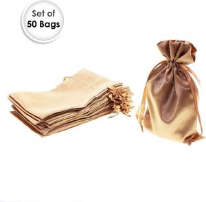 Sacs de shopping élégants en tissu satin bleu ciel, impression personnalisée, cordon de serrage, long ruban, pochette de rangement pour cadeaux - Product Image 5