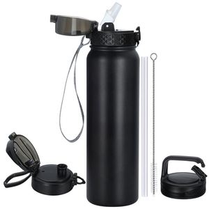 Leak Proof 750 Ml Double Wall Printed Stainless Steel Drinking Water <b>Bottle</b> Bpa Free Vacuum <b>Flask</b> With Straw Lid - Product Image 1