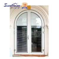 Puerta Francesa Arqueada de Aluminio con Rejilla de Acero, Doble Acristalamiento, Certificación NOA de Miami Dade, Fabricante, Tamaño Personalizado, Villa
