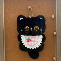 Porte-clés en peluche chat kawaii avec tablier, chaton en peluche doux, breloque de sac, accessoire à suspendre au véhicule