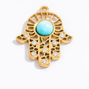 Colgante Mágico con Forma de Mano y Ojo, de Acero Inoxidable, Accesorios de Joyería DIY, Amuleto Unisex para Collar, Chapado en Oro con Engaste Pavé - Product Image 3