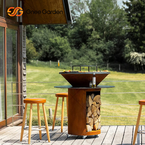 Premium <b>Modern</b> Restaurant Korean BBQ Grill <b>Table</b> Top Firewood Corten Steel Construction Natural Rust Finish CE Certified - Product Image 3