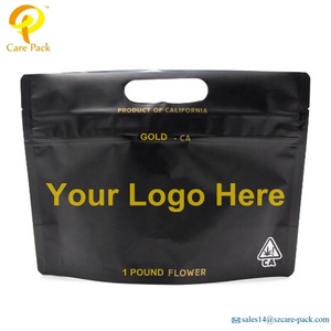 Resistente a niños de impresión de Oro 1 libra mate bolsas para hierba flor con mango bolsillos - Product Image 2