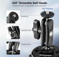 NEEWER Support à ventouse métallique de 15,2 cm (6 pouces) avec rotule et bras magique pour pare-brise de voiture, tableau de bord, avec montures 1/4" et 3/8" ARRI pour appareil photo, téléphone et caméra d'action