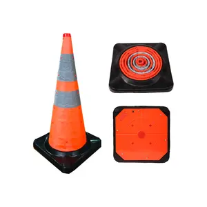 价格便宜的发光二极管交通锥TC 109A可折叠交通安全锥橙色锥带发光二极管灯，用于驾驶训练、停车