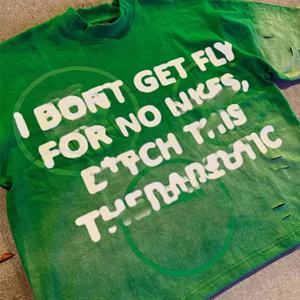 Camiseta Unisex de Alta Calidad Estilo Hip Hop Urbano, Impresión Serigráfica, 100% Algodón, Corte Holgado, Estilo Vintage Desteñido al Sol, Lavado Ácido, Recortada - Product Image 5