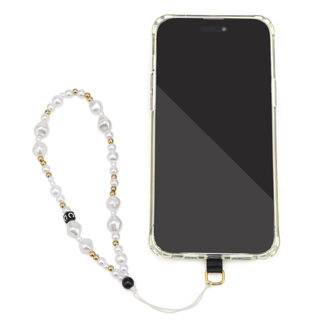 Wholesale Custom Phone Accessories Pearl Metal Beaded Cell Phone Wrist Strap Diy Personalized Pearl Bead Phone Chain