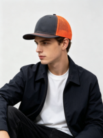 Casquettes de camionneur personnalisées en polyester et coton, casquette snapback à 6 panneaux, patch en cuir, casquette de camionneur en maille unie pour hommes