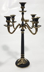 EXOTIC ARTWARES Five Arm Metal Candelabra Candle <b>Holder</b> Gold <b>Black</b> Decorative <b>Candlestick</b> Stand Handmade Eco-Friendly for Home - Product Image 2