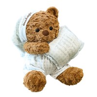 Ours en peluche câlin, jouet en peluche réconfortant, ours en pyjama, cadeau pour femmes, polyester, 31cm-50cm
