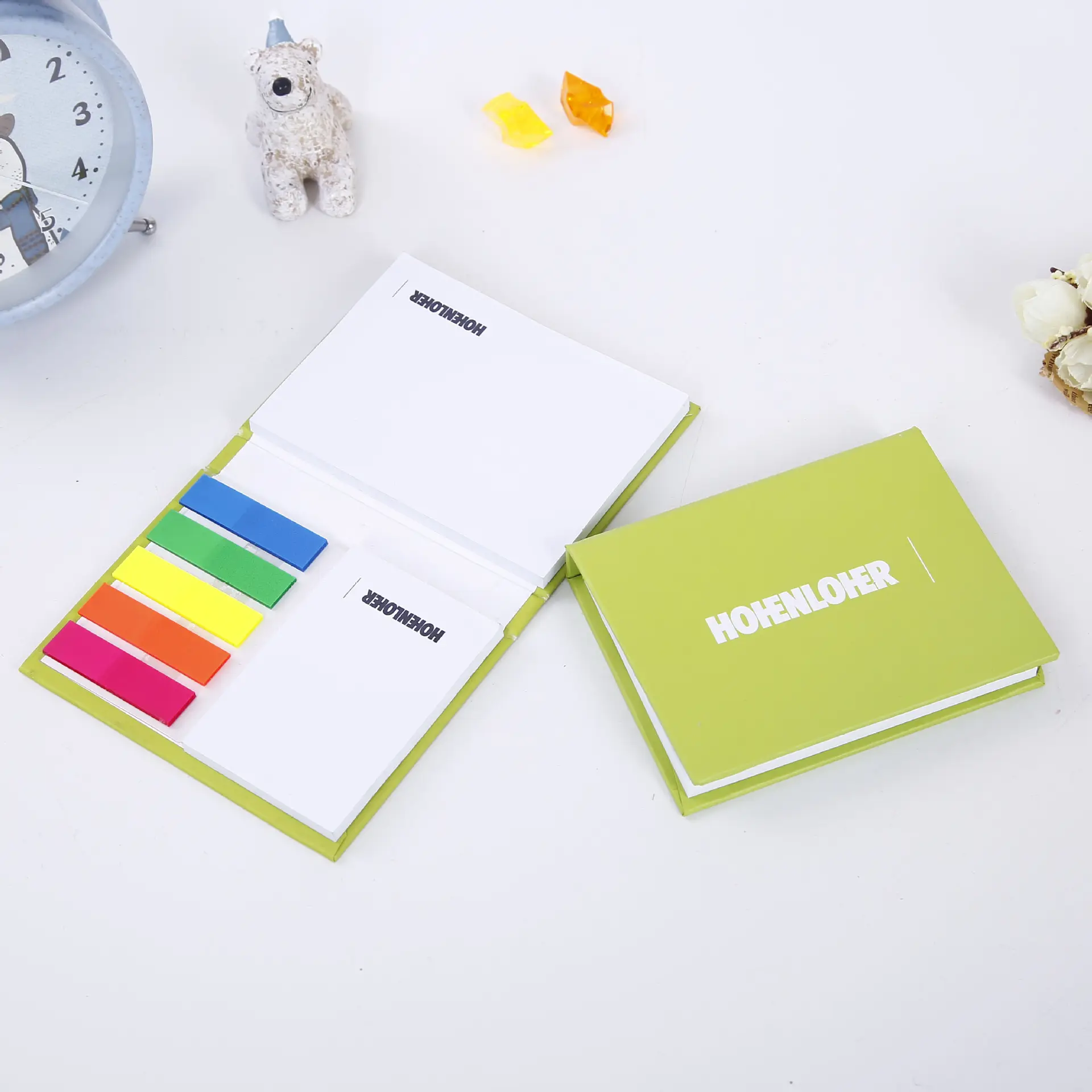 Promotional custom logo hard cover sticky notes/notepad/pocket memo pad with film index tab flags