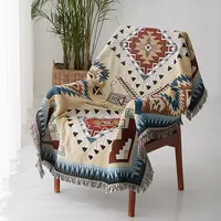 RAWHOUSE sıcak satış vintage püsküller geometrik aztek kanepe atmak battaniye goblen pamuk kilim