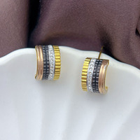 Boucles d'oreilles en tungstène demi-cercle en forme de C, motif diamant, style européen et américain, bijoux d'oreille haut de gamme de niche