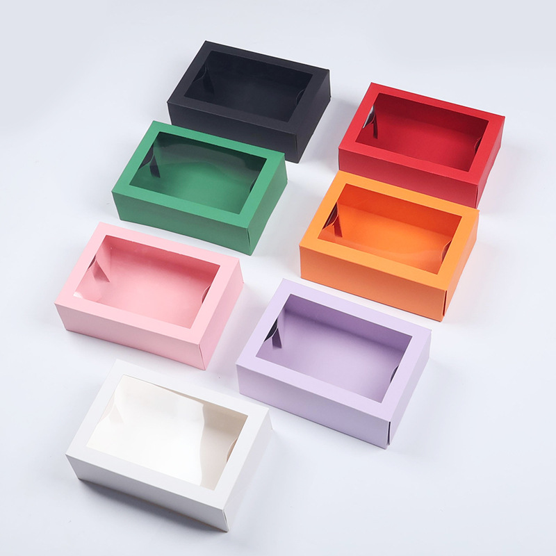 Custom White Kraft Paper Board Cake Box With Pvc Window Corrugated Foldable Food Packaging for Shipping and Storage