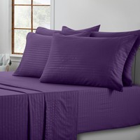 Ensemble de literie pour lit king size, blanc, 100% coton, drap-housse à rayures de 3 cm